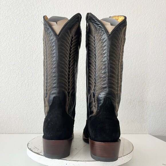 NEW Rod Patrick  Womens Cowboy Boots 7.5E Black Caiman Suede Western Blunt Toe - Picture 3 of 13